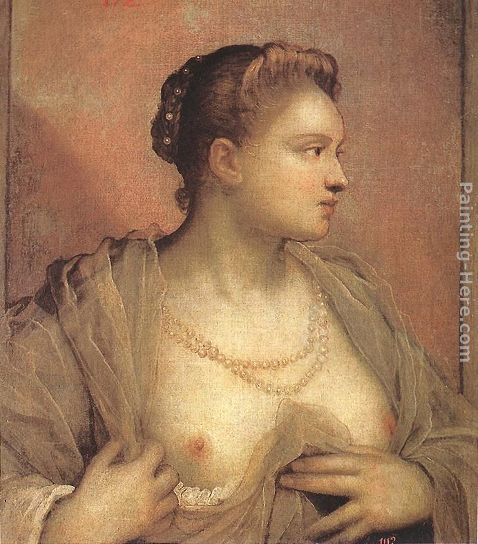 Portrait of a Woman Revealing her Breasts painting - Jacopo Robusti Tintoretto Portrait of a Woman Revealing her Breasts art painting